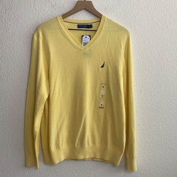 Nautica Men’s V-Neck Sweater Medium Ochre Beach Navtech NWT Classic Fit - Picture 4 of 12